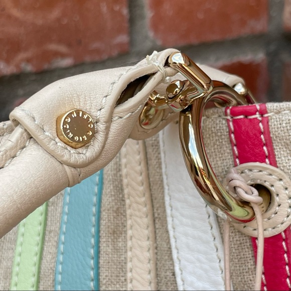 Sigrid Olsen 🌺 Striped Canvas and Leather Tote Bag w/matching wallet - Picture 5 of 13